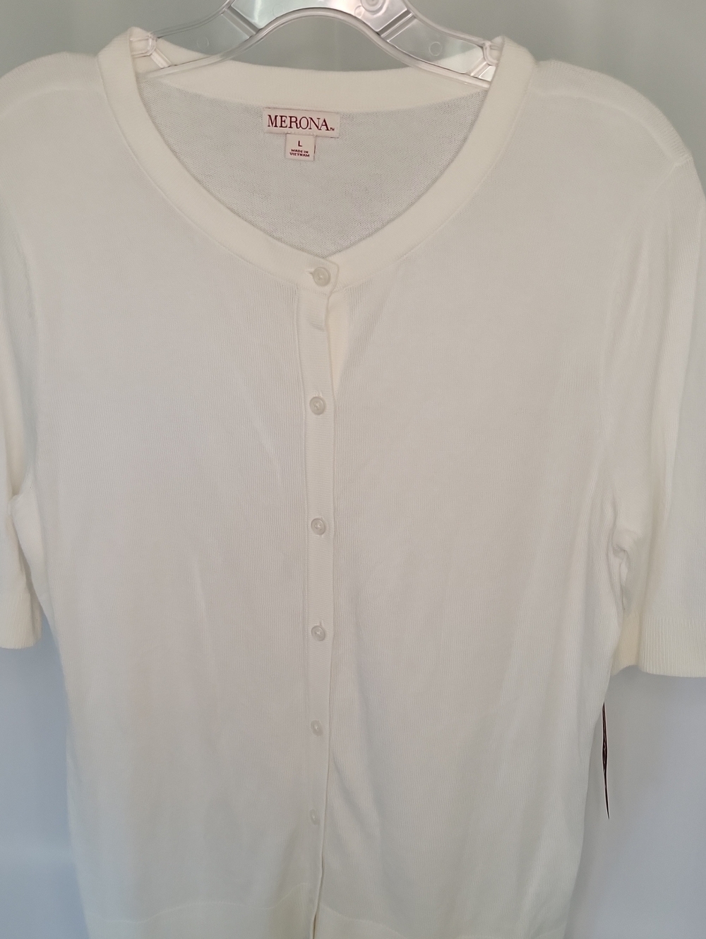 Merona Cream Short Sleeve Button-Front Knit Cardigan